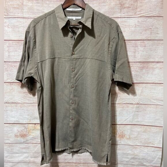 Perry Ellis Men’s Short Sleeve Button Down Shirt Size Large - Picture 1 of 7